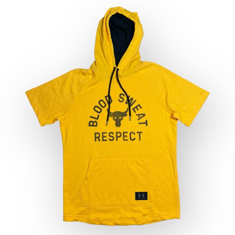 Under Armour Project Rock Blood Sweat Respect Short Sleeve Hoodie Yellow